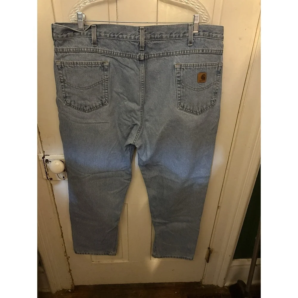 Carhartt B18 STW Jeans Men's 44x30 Light Wash Straight Leg 100% Cotton Denim